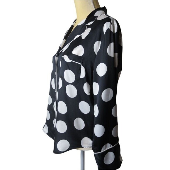 VICTORIA'S SECRET Afterhours Satin Sleep Top Sz S Black/White Made in Indonesia. - Picture 6 of 11